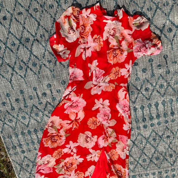 JULIA JORDAN red Floral Mockneck Midi A-Line Dress nwt - Picture 8 of 11